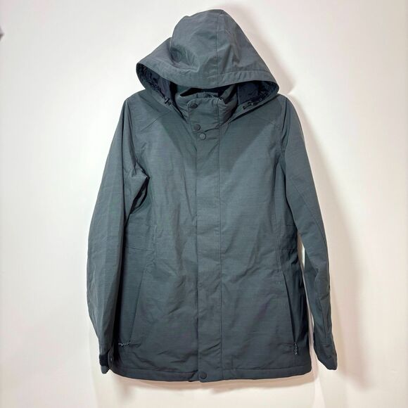 Burton Jet Set Ski Jacket Women M Heather Black Snowboard Hooded Insulated - Picture 1 of 16